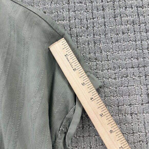 Chicos Womens Shirt 2X Olive Green Button Down Short Sleeve V-Neck Stripe Patter - Picture 5 of 8